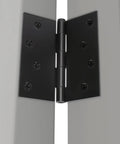 Close-up of Matte Black Door Hinges 3 Pack With Clean Square Corners built tough for daily wear on a door.