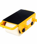 Rock Solid Nylon Wheel Combo Machinery Skate Dolly With Handle For Straight Up Heavy Gear Hauling Modular Roller Skates, yellow platform.