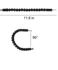 Flexible Drill Bit Extension Set With Magnetic Bit Holder 11.8 inch length, shown straight and bent at 90 degrees.