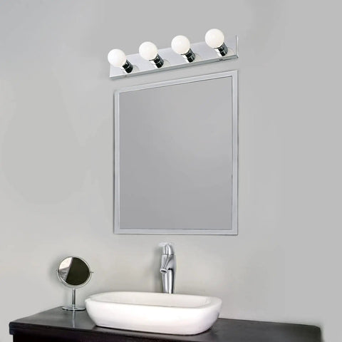 4 Light Vanity Strip Light In Polished Chrome, Dimmable Contemporary Bathroom And Makeup Vanity Lighting Above Mirror