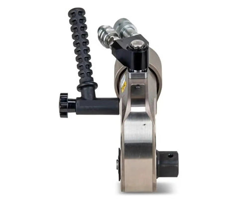 Heavy-Duty Hydraulic Torque Wrench With Square Drive And 4373 Nm Output For Pro Level Jobsites Featuring Slick Planetary Gears And An Absolute Knockout Ergonomic Grip Design side view showing grip handle and connections.