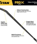 Heavy Duty 48 Inch I Beam Striking Bar With Angled Chisel End And Reinforced Strike Cap Built From Fully Hardened High Carbon Steel