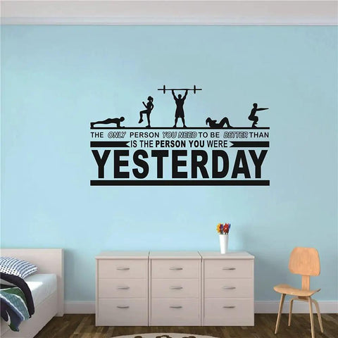 Motivational Gym Wall Decal For Home Gym Crossfit Quote Vinyl Sticker 18 By 32 Inches Black Waterproof Non Toxic Removable Decor