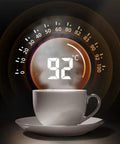 Fully Automatic Bean To Cup Coffee Maker With Built In Grinder Removable Reservoir And Smart Thermal Insulation temperature reading 92°C above white coffee cup