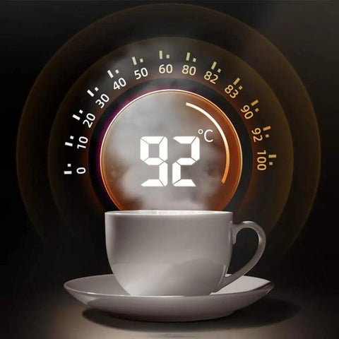 Fully Automatic Bean To Cup Coffee Maker With Built In Grinder Removable Reservoir And Smart Thermal Insulation temperature reading 92°C above white coffee cup