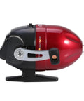 Side view of Closed Face Spin Cast Fishing Reel With 2.6 To 1 Gear Ratio and Pre Spooled Line, built with durable plastic and metal.
