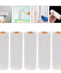 Five Crush Resistant Top Shelf Heavy Duty White Sponge Paint Roller Covers Replacement Sleeves for smooth interior finishes.