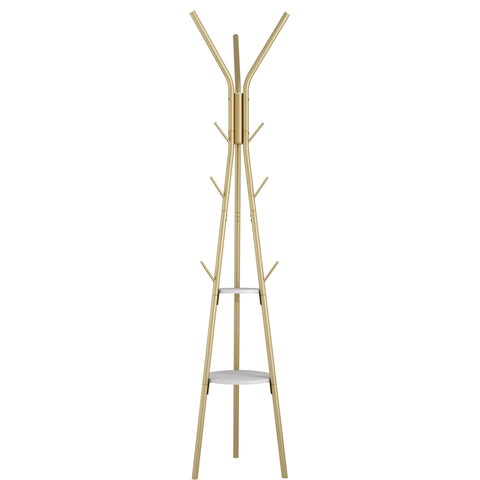 Coat Rack With 12 Hooks Freestanding Hall Tree In Gold Finish Dope Modern Industrial Style Entryway Organizer