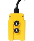 Heavy Duty 12V DC Hydraulic Power Unit With 3HP Pump And 8 Quart Steel Reservoir yellow control switch with UP and DOWN buttons.