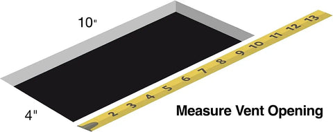 Diagram showing 4x10 inch vent opening measurement for Heavy Duty 4 Inch By 10 Inch Floor Vent Covers Brown 6 Pack Built To Last.