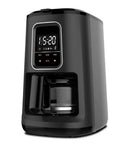 Compact Automatic Freshly Ground Coffee Brewer With Onboard Bean Grinder And Programmed Cup Settings designed for offices, black, sleek design.