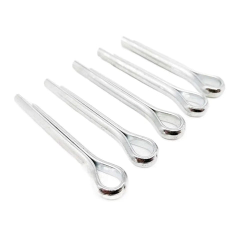 Heavy Duty Steel U Shape Spring Cotter Pins In M1.5 To M6 Sizes With Galvanized Finish, shown in a group of five.