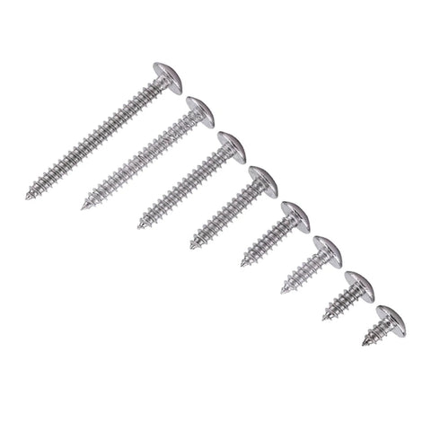 Eight sizes of 304 Stainless Steel Self Tapping Screws For Woodworking And Metal Projects, Flush Head For Tight Spaces, High Hardness And Corrosion Resistant