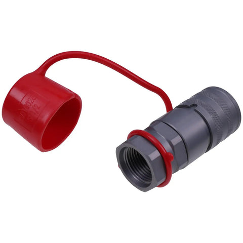 1/2-Inch Hydraulic Female Flat Face Quick Coupler 7246790 Bobcat Compatible with red cap for excavators, loaders