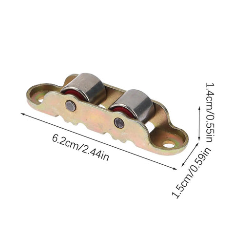 Heavy Duty Double Wheel Metal Roller For Sliding Doors And Windows Works Like A Charm Pulley Support on a ruler for size comparison.