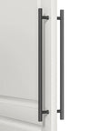 36 Inch Push Pull Door Handle Beefy Double Sided Long Barn Door Pull Handle Heavy Duty 304 Stainless Steel For Wood Glass And Metal Doors Ideal For Home Office And Commercial Use Round Bar on white door