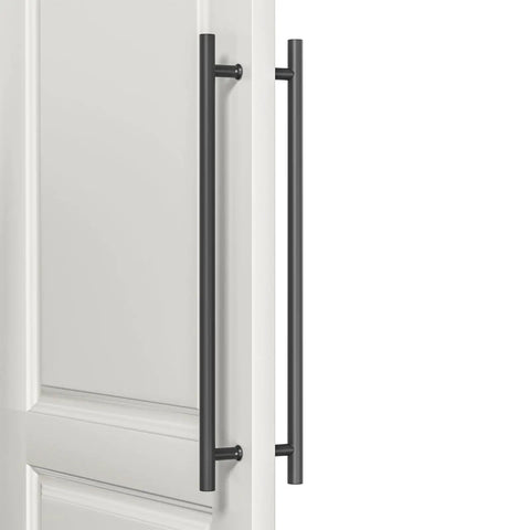 36 Inch Push Pull Door Handle Beefy Double Sided Long Barn Door Pull Handle Heavy Duty 304 Stainless Steel For Wood Glass And Metal Doors Ideal For Home Office And Commercial Use Round Bar on white door