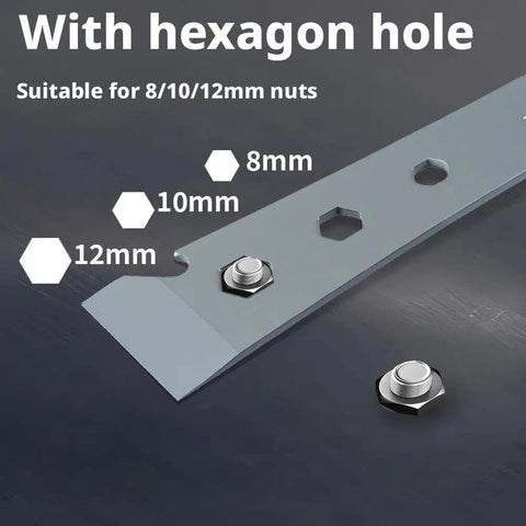 Heavy Duty Flat Pry Bar With Nail Puller, Forged Carbon Steel Utility Bar With hexagon hole for 8/10/12mm nuts
