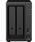 Front view of Badass Desktop Network Attached Storage Server Boasting AMD Ryzen Processor and 32 Gigabytes Memory with dual drive bays.