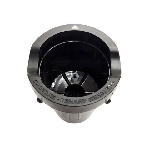 Replacement Keurig Pod Holder With Exit Needle For K Elite and more, top view showing needle and black plastic holder design.