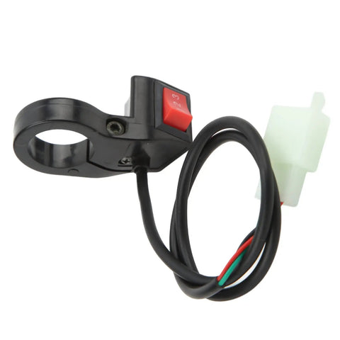 3 Speed Handlebar Control Switch for 22mm Grips Slim 5mm Thick Design for Electric Bikes Motorcycles Scooters and ATVs Easy Install Upgrade Your Ride Today, black plastic housing, red button, wiring