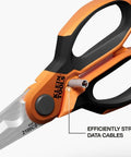 Stainless Steel Electrician Scissors With Serrated Blade And Built In Data Cable Stripper 7 Inch Pro Grade Heavy Duty Shears