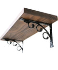 Heavy Duty Shelf Brackets With Hooks Pair Of Rock Solid Black Floating Wall Supports Rust Proof Aluminum Alloy One Piece Cast Construction for wooden shelf installation.