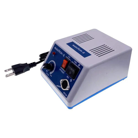 Multipurpose Micro Motor With Foot Pedal Control System showing a compact power base unit for pros in various crafts.