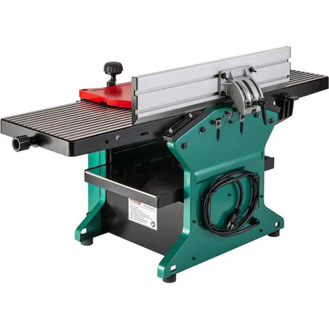 12 Inch Combo Planer Jointer With Helical Cutterhead 1.5 Hp Motor built tough, green and black machine for woodworking projects.