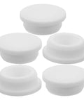 5pcs Silicone Bathtub Jet Cover Plug for 30-31mm Round Holes, white, smooth surface, suitable for bathtub openings.