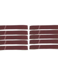 Kickass Aluminum Oxide Sanding Belts 10 Pack 320 Grit Heavy Duty Abrasive Bands For Woodworking Furniture Sanding And Polishing Machines Durable Resin Cloth Grinding Strips in a stack.