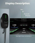 Heavy Duty Level 2 EV Charger Station For Full Throttle Charging And No Sweat Install, showing smart display features and connectivity options.