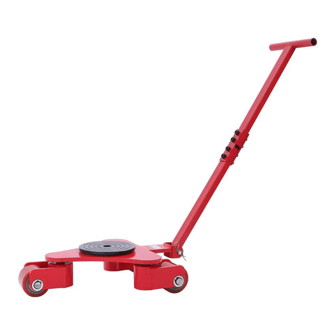 Beefy Heavy Duty Machinery Skate Dolly With 4409 Lbs Load Capacity Handle And 3 PU 360 Degree Swivel Wheels Industrial Transport Skates For Garage Home Warehouse And Workshop Red, red steel skate dolly with long handle