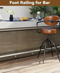 Premium Stainless Steel Bar Foot Rail Kit Includes Heavy Duty Wall Mount Brackets Slick Tubing And Secure Connectors For Straightforward Home Bar Installation with stools.