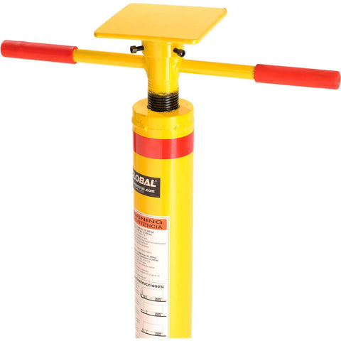 Heavy Duty Semi Trailer Stabilizer Jack Stand With Twin Handles Quick Height Adjustments Built Like A Tank Durable Steel Construction angled view with red handles.
