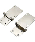 Front view: pair of stainless steel high-torque damping hinge plates with multiple mounting holes