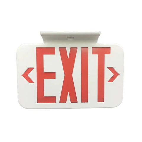 LED Emergency Exit Sign Double Face With Battery Backup Kit; red letters on fire retardant ABS housing, wall mount.