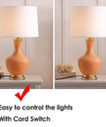 Inline Cord Switch 2 Pack On Off DPST Control Lamp Switch for Bedroom Table Lamps with orange base on side table