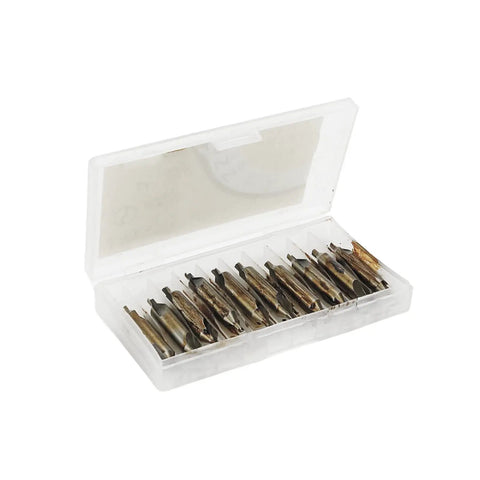 Straight Up Rock Solid HSS Center Drill Bits With Bang On Point 3Mm Tip And Clean 60 Degree Cut Perfect For Shop Lathes And Metal Projects Comes As A No Nonsense 10 Piece Set in a storage case.