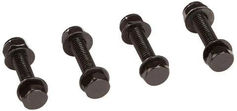 Close-up of four black bolts for Heavy Duty Table Saw Stand For Jobsite With Folding Flat Design That Fits 10 Inch Compact Saws Rugged Tube Steel Construction