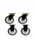 Heavy Duty 5 Inch Stem Casters Four Pack Premium Flat Rubber Wheels showing four black stem caster wheels with smooth glide, for storage carts.