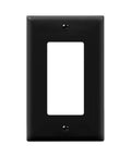 Decorator Light Switch Or Receptacle Wall Plate Gloss Finish Black 1-Gang 4.50 By 2.76 Inches Polycarbonate Thermoplastic Tough As Nails Durable Heavy Duty Impact Resistant Heat And Fade Resistant 8831-BK, front view
