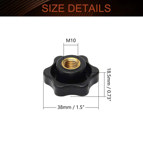 Rock Solid Grippy Star Clamping Knob Handles M10 Female Thread Black Plastic Built For Tough Workbench Jobs And Weekend Repairs Delivers A Smooth Ergonomic Comfort Grip That Will Not Rust In Your Home Garage Or Professional Shop