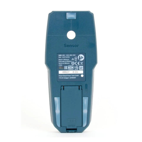 Back view of Professional Stud Finder Wall Scanner With Automatic Calibration showing battery compartment and sensor.