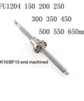 Heavy Duty SFU1204 Ball Screw With 1204 Single Ball Nut, Cold Roller Linear Actuator, CNC Ready, 150-650mm lengths