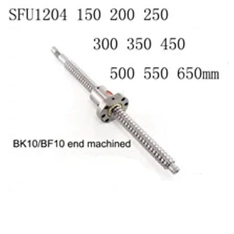 Heavy Duty SFU1204 Ball Screw With 1204 Single Ball Nut, Cold Roller Linear Actuator, CNC Ready, 150-650mm lengths