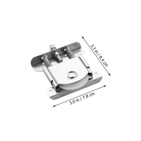 Silver steel Sliding Glass Door Roller Pulleys Set for wardrobe and cabinet tracks with dimensions 84x78x20mm