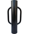 Front view of Heavy Duty 24 Inch Fence Post Driver With Handle 12 Pound Steel Post Pounder Rammer For T Posts U Posts And Wooden Posts Built Tough Workhorse For Fast Clean Install, showing two handles.