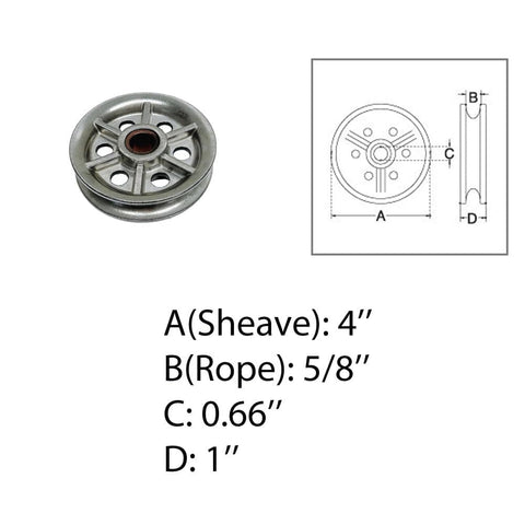 Marine Boat Four Inch Sheave Wire Rope Pulley With Brass Bushing And T304 Stainless Steel Construction For Five Eighths Inch Rope diagram