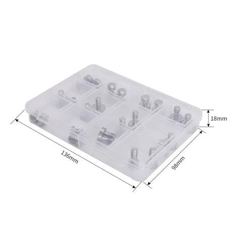 Straight Up Photography Essentials Solid Camera Screw Set With Heavy Duty 1 4 Inch 20 And 3 8 Inch 16 Threads For Dslr Cage Plate Mounts Grip Handles And Cheese Plates Go To Pack Of 24 in clear case.